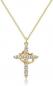 Preview: ZephyrHome Vergoldete gepflasterte Kreuzkette mit gedrehter Krone für Damen, 14 Karat drehbare Krone mit Zirkon, elegante Kreuzanhänger-Kette für Frauen, modische Goldkette mit Krone und Kreuzsymbol
