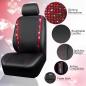 Preview: Wasserdichte Autositzbezüge aus Leder, Komplettset mit Strasssteinen, funkelnd und mit Kristallverzierungen, universell passend für 95 % aller Pkw, Lkw und SUVs (Komplettset, Rot)