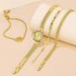 Preview:  Damenuhr Gold, zierliches Armband, Gehäuse mit farbigen Steinen, 3 ATM wasserdicht, minimalistisches Uhren- und Armbandset