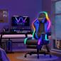 Preview: LED-Gaming-Stuhl – Ergonomischer Bürostuhl mit Massagefunktion und Teleskop-Fußstütze, verstellbarer Rückenlehne (90–135°), für Gamer bis 150 kg, augenschonendes Design, Blau