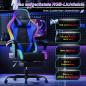 Preview: LED-Gaming-Stuhl – Ergonomischer Bürostuhl mit Massagefunktion und Teleskop-Fußstütze, verstellbarer Rückenlehne (90–135°), für Gamer bis 150 kg, augenschonendes Design, Blau