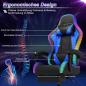 Preview: LED-Gaming-Stuhl – Ergonomischer Bürostuhl mit Massagefunktion und Teleskop-Fußstütze, verstellbarer Rückenlehne (90–135°), für Gamer bis 150 kg, augenschonendes Design, Blau