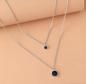 Preview: Edelstahl-Halsketten mit schwarzem Acryl-Scheibenanhänger, Choker-Ketten, koreanische Mode, mehrlagige Halsketten für Damen