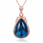 Preview: Luxuriöse Halskette mit 6 Karat blauem Saphir-Kristall und Diamant-Anhänger – Roségold-Halskette