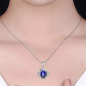 Preview: Königliche & elegante Halskette mit ovalem blauem Saphiranhänger