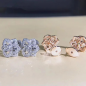 Preview: Exquisite versilberte Ohrringe in Blütenform mit hohlem Micropavé-Moissanit