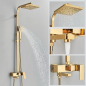 Preview: Luxuriöses Golden Duschsystem mit 3 Funktionen, Regendusche und Handbrause