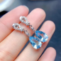 Preview: Elegante Aquamarin-Kristallohrringe in Tropfenform – Braut- & Hochzeitsschmuck