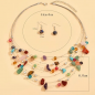 Preview: Damen Vintage Bohemian Kristallstein Halskette und Ohrringe Schmuckset