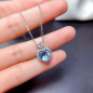 Preview: Charmantes Herz-Schmuckset mit meerblauem Saphir – Ring, Ohrringe und Halskette für Damen