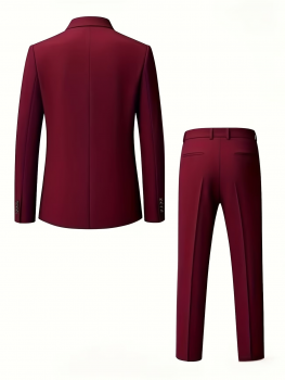 Preview: Slim-Fit Herren-Anzugset, 2-teilig | Einfarbiges Sakko und Hose für Hochzeiten, Business und Partys – perfekt für Trauzeugen, Abschlussbälle und Firmenveranstaltungen – formelle Kleidung für jede Jahreszeit