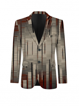 Preview: 3-teiliges Anzugset für Herren: Anzug mit Weste und Hose, Digitaldruck, ideal für Business und Reisen. Modischer Anzug für Bankette, Hochzeiten und andere festliche Anlässe. Vertikal gestreiftes, geometrisches Muster.