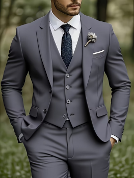 Slim-Fit 2-teiliger Herrenanzug | Einfarbiger Blazer und Hose für Hochzeiten, Business und Partys – perfekt für Trauzeugen, Abschlussbälle und Firmenveranstaltungen – Festliche Kleidung für jede Jahreszeit