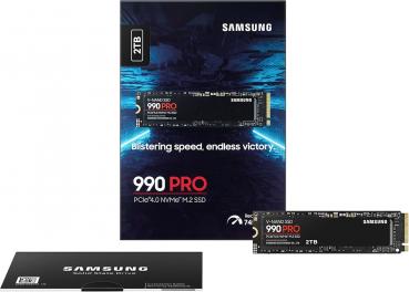 Samsung 990 PRO NVMe M.2 SSD, 2 TB, PCIe 4.0, 7450 MB/s Lesen, 6900 MB/s Schreiben, Interne SSD, Interne SSD für Gaming und Videobearbeitung, Schwarz, MZ-V9P2T0BW