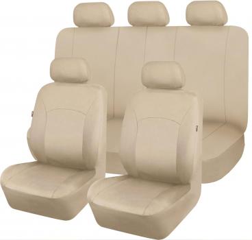 Komplettes Autositzbezug-Set, Universal (Niedrige Rückenlehne – Polyester, Beige)