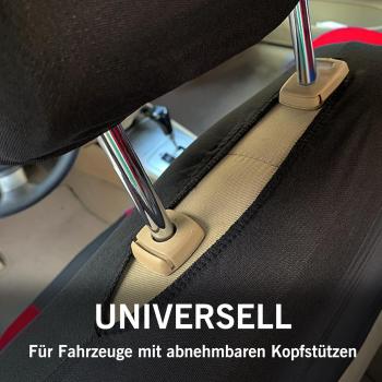 Preview: Universelles Autositzbezug-Set, atmungsaktiv, strapazierfähig, waschbar, 5-Sitzer-Schutzbezüge für Vordersitze und Kopfstützen, Schutz für den Fahrzeuginnenraum in allen vier Jahreszeiten, schmutzabweisend (Schwarz Rot)