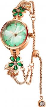 Japanische Damenuhr mit Quarzwerk, modisches Design, 18 Karat Gelbgold ionenplattiert, roségoldfarbenes Edelstahl-/Messingarmband mit Diamanten