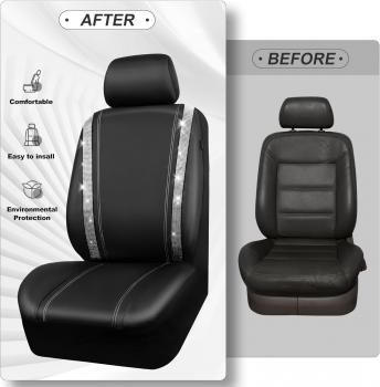 Wasserdichte Autositzbezüge aus Leder, Komplettset mit Strasssteinen, funkelnd und mit Kristallverzierungen, universell passend für 95 % aller Pkw, Lkw und SUVs (Komplettset, Silber)