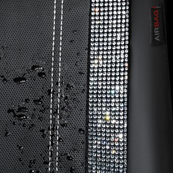 Wasserdichte Autositzbezüge aus Leder, Komplettset mit Strasssteinen, funkelnd und mit Kristallverzierungen, universell passend für 95 % aller Pkw, Lkw und SUVs (Komplettset, Silber)