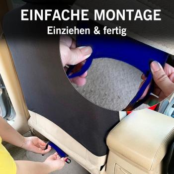 Universelles Autositzbezug-Set, atmungsaktiv, strapazierfähig, waschbar, 5-Sitzer-Schutzbezüge für Vordersitze und Kopfstützen, Schutz für den Fahrzeuginnenraum in allen vier Jahreszeiten, schmutzabweisend (Schwarz/Blau)