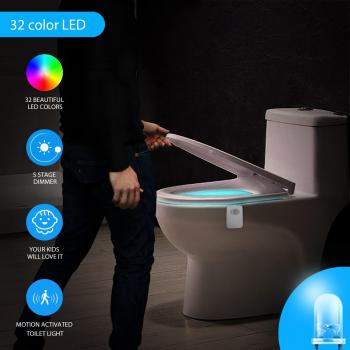 LED-WC-Licht in 32 Farben – Toilettenlicht, Toilettensitzlicht mit Bewegungserkennung und wasserdichter Funktion, Badezimmer-Nachtlicht