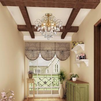 Kristall-Kronleuchter, Deckenleuchte, modernes Design für Schlafzimmer, Flur, Bar, Küche, Badezimmer, H 45 x B 50 cm, E14-Fassung, Gold