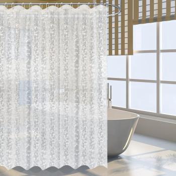 Transparenter Duschvorhang 180 x 200 cm mit 3D-Kieselsteinmuster, wasserdicht, PEVA, für die Badewanne, inklusive 12 Duschvorhangringen