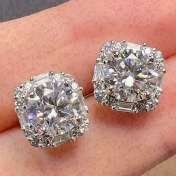 Quadratische Moissanit-Ohrstecker für Damen – Hochzeits- & Partyschmuck