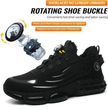 Sicherheitsschuhe für den Winter, Unisex Sportliche Arbeitsschuhe Leichte Trends Drehknopf Durchtritt- und Stoßfestigkeit