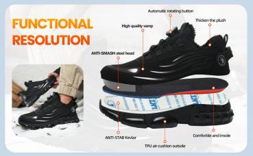 Sicherheitsschuhe für den Winter, Unisex Sportliche Arbeitsschuhe Leichte Trends Drehknopf Durchtritt- und Stoßfestigkeit