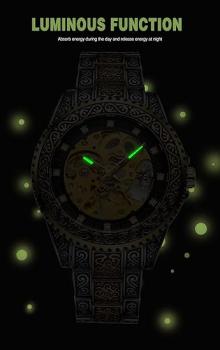 FORSINING Mechanische Herrenuhr, wasserdicht, graviert, Skelett-Automatikwerk, Edelstahl, Armband