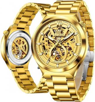 Automatische Herren-Skelettuhr mit Diamanten, wasserdicht und mit Leuchtzeigern