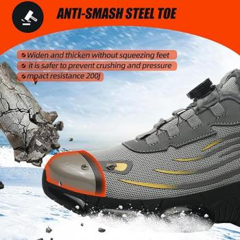Preview: Sicherheitsschuhe für den Winter, Unisex Sportliche Arbeitsschuhe Leichte Trends Drehknopf Durchtritt- und Stoßfestigkeit
