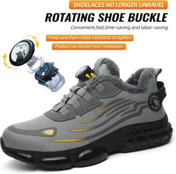 Sicherheitsschuhe für den Winter, Unisex Sportliche Arbeitsschuhe Leichte Trends Drehknopf Durchtritt- und Stoßfestigkeit