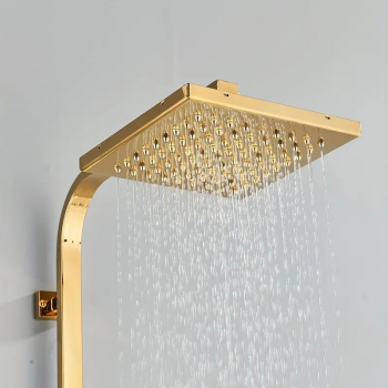 Luxuriöses Golden Duschsystem mit 3 Funktionen, Regendusche und Handbrause