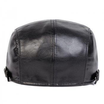 Herren Retro 1985 PU-Leder verstellbare Schiebermütze Hip Hop Baskenmütze
