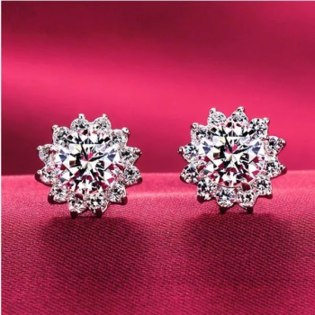 Moissanit-Diamant-Blumenohrstecker für Damen