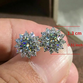 Moissanit-Diamant-Blumenohrstecker für Damen