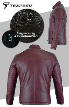 Texpeed Lederjacke herren schaffell echtleder - Lässige motorrad bikerstil jacke mantel