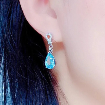 Elegante Aquamarin-Kristallohrringe in Tropfenform – Braut- & Hochzeitsschmuck