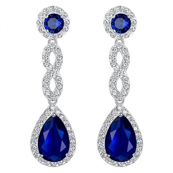 Zarte Tropfenohrringe mit blauem Saphir – Eleganter Braut- & Modeschmuck