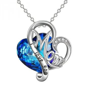 Muttertagsgeschenk – Halskette mit herzförmigem, meerblauem Saphir-Anhänger für Damen