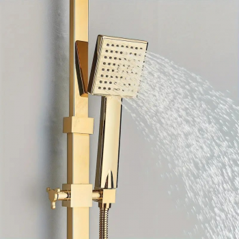 Luxuriöses Golden Duschsystem mit 3 Funktionen, Regendusche und Handbrause