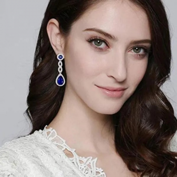 Zarte Tropfenohrringe mit blauem Saphir – Eleganter Braut- & Modeschmuck
