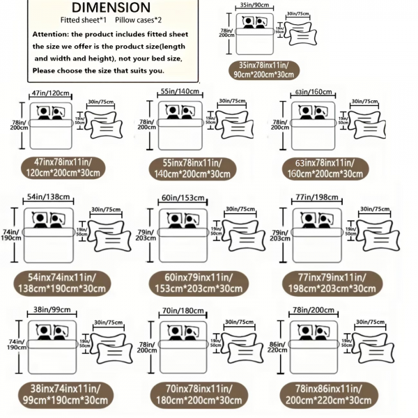 3-teiliges Premium-Spannbettlaken-Set mit geometrischem Muster | Enthält 1 Spannbettlaken und 2 Kissenbezüge, komfortabel und stilvoll, geeignet für alle Schlafzimmergrößen und Hotels, ganzjährig verwendbar, Polyester, maschinenwaschbar