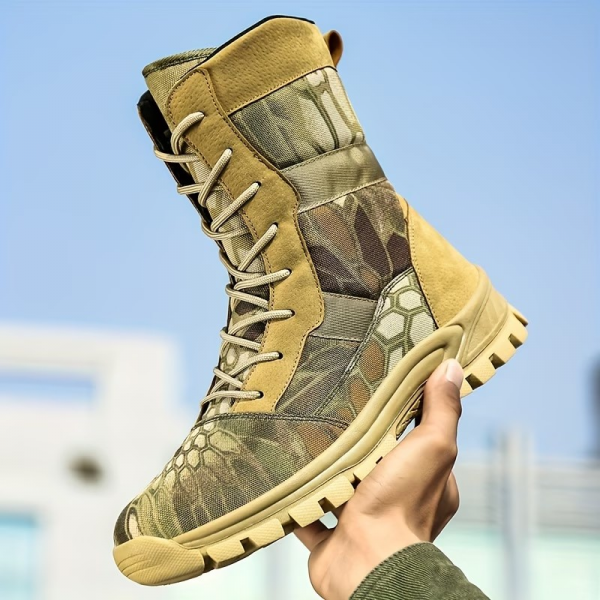 Hohe Herren-Wanderschuhe, atmungsaktives Obermaterial aus Textil mit TPR-Sohle, Schnürverschluss für Outdoor-Aktivitäten