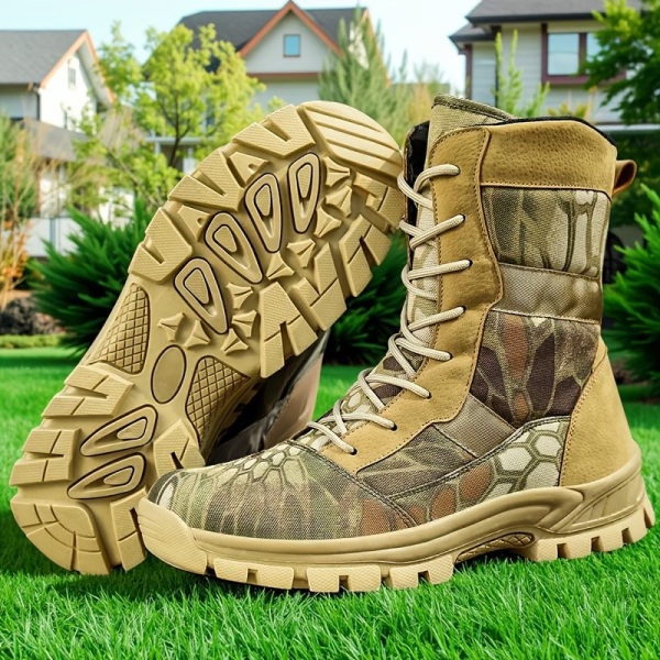 Hohe Herren-Wanderschuhe, atmungsaktives Obermaterial aus Textil mit TPR-Sohle, Schnürverschluss für Outdoor-Aktivitäten