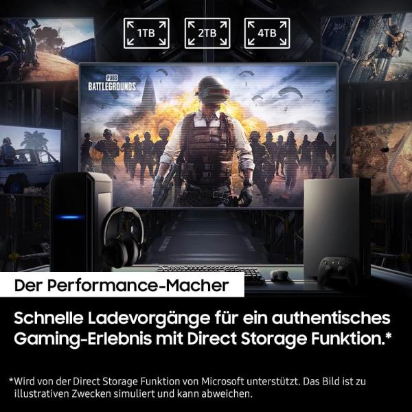 Samsung 990 PRO NVMe M.2 SSD, 2 TB, PCIe 4.0, 7450 MB/s Lesen, 6900 MB/s Schreiben, Interne SSD, Interne SSD für Gaming und Videobearbeitung, Schwarz, MZ-V9P2T0BW