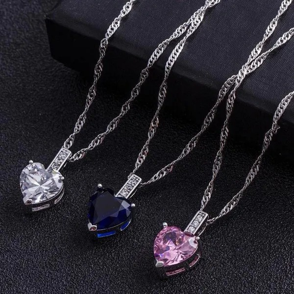 Trendige Damen-Edelsteinkette – Blauer Saphir-Herzanhänger