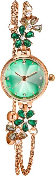 Japanische Damenuhr mit Quarzwerk, modisches Design, 18 Karat Gelbgold ionenplattiert, roségoldfarbenes Edelstahl-/Messingarmband mit Diamanten